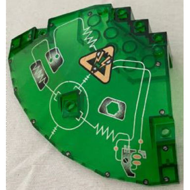 trans-green panel 10 x 10 x 2 1 3 quarter saucer top with insectoid pattern model right side