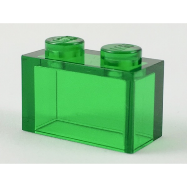 trans-green brick 1 x 2 without bottom tube