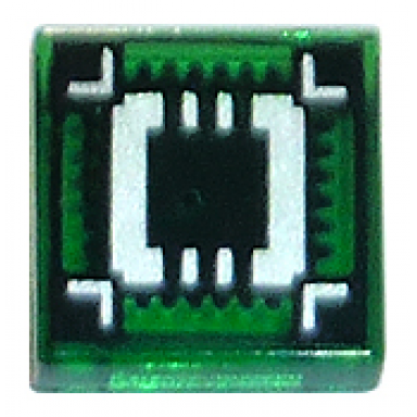 trans-green tile 1 x 1 with black square and lines on silver square pattern ultra chip