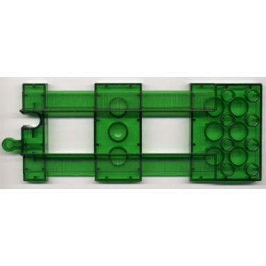 trans-green duplo train track end with 2 x 4 plate on one end