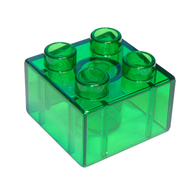 trans-green duplo brick 2 x 2