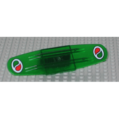 trans-green duplo train action brick intelli-train with octan logo pattern on both ends