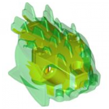 trans-green bionicle head barraki ehlek with marbled lime pattern