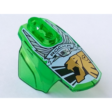 trans-green hero factory armor with ball joint socket - size 5 with rocka 3.0 and gold lion head pattern