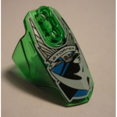 trans-green hero factory armor with ball joint socket - size 5 with stormer 3.0 and white rhino head pattern