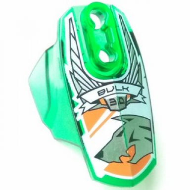 trans-green hero factory armor with ball joint socket - size 5 with bulk 3.0 and silver wolf head pattern