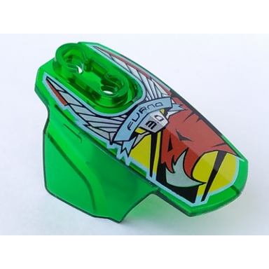 trans-green hero factory armor with ball joint socket - size 5 with furno 3.0 and red eagle head pattern