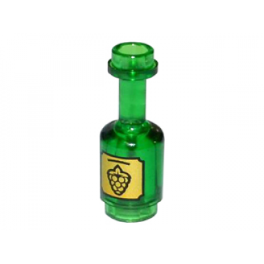 trans-green minifigure utensil bottle with black grapes on gold background label pattern
