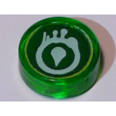 trans-green tile round 1 x 1 with ninjago venomari pattern