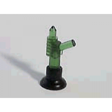 trans-green minifigure utensil gun with flexible rubber black suction cup