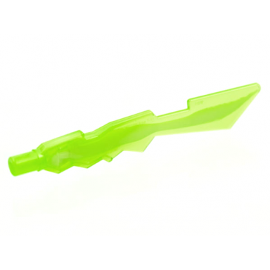 trans-bright green minifigure weapon sword jagged edges with marbled white pattern