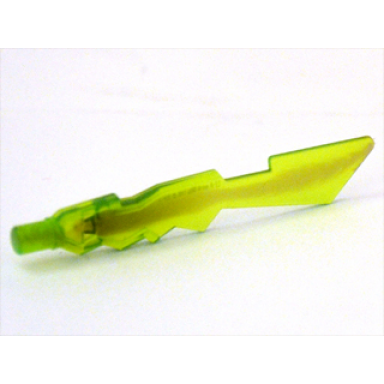 trans-bright green minifigure weapon sword jagged edges with marbled trans-brown pattern