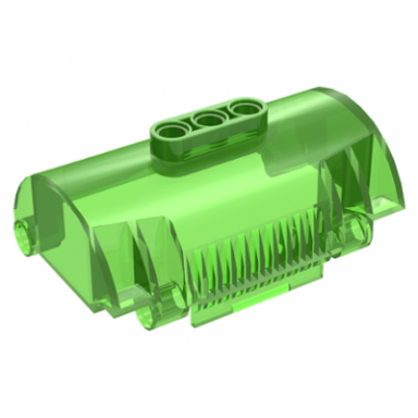 trans-bright green cylinder half 3 x 5 x 8 with pin holes