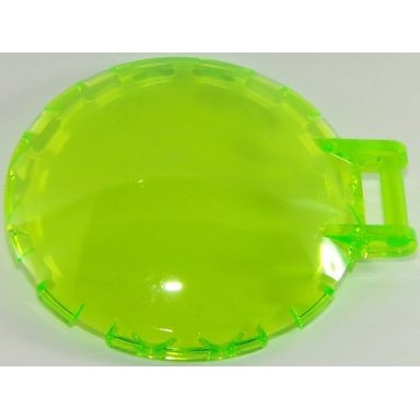 trans-bright green dish 6 x 6 inverted with bar handle