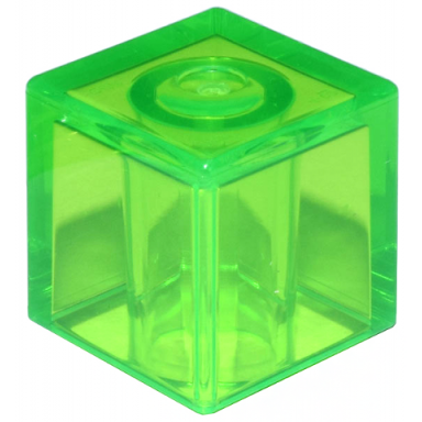 trans-bright green minifigure head modified cube plain