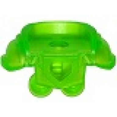 trans-bright green minifigure armor breastplate with shoulder pads large pentagonal cutout and 4 studs on back
