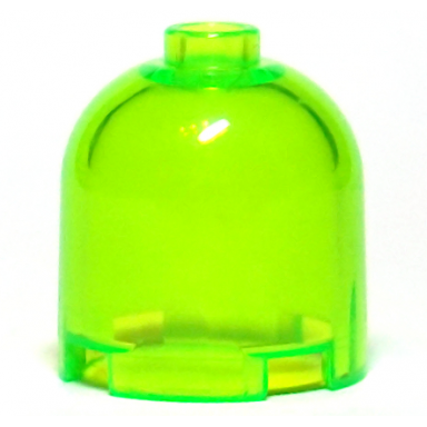 trans-bright green brick round 2 x 2 x 1 2 3 dome top