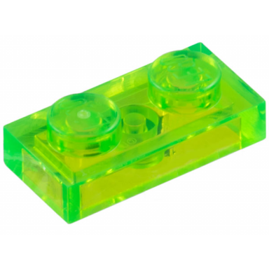 trans-bright green plate 1 x 2