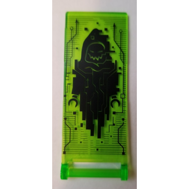 trans-bright green flag 7 x 3 with bar handle with monstrox hologram pattern