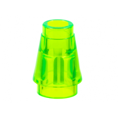 trans-bright green cone 1 x 1 with top groove