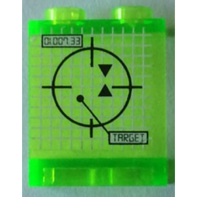 trans-bright green panel 1 x 2 x 2 - hollow studs with crosshairs 01.007.33 and target pattern sticker - set 8677