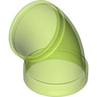 trans-bright green cylinder tube curved 45 degrees