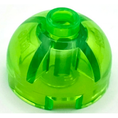 trans-bright green brick round 2 x 2 dome top