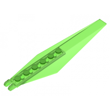 trans-bright green hinge plate 3 x 12 with angled side extensions and tapered ends