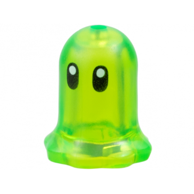 trans-bright green plant flower bell shaped with small pin hole with black eyes pattern z-blob