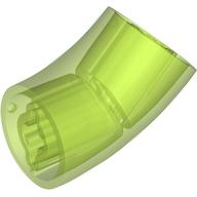 trans-bright green brick round 2 x 2 d 45 degrees elbow 25.5mm standing height