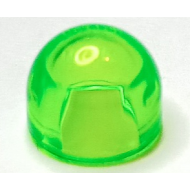 trans-bright green brick round 1 x 1 x 2 3 dome top