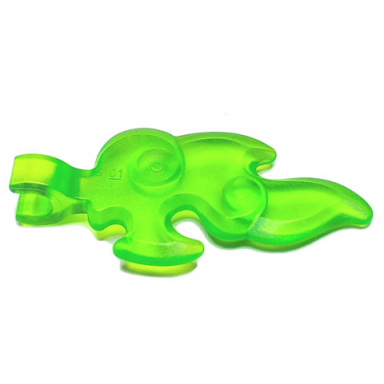 trans-bright green wave rounded straight small with clip end flame