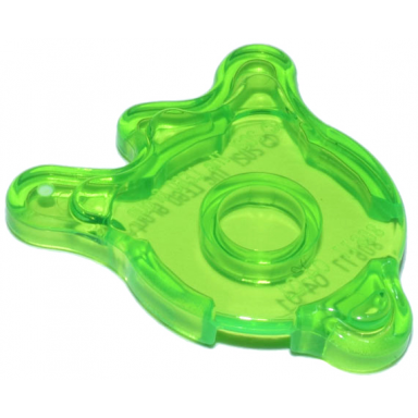 trans-bright green tile round 2 x 2 splat with side extensions