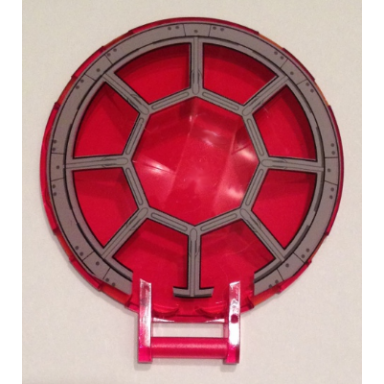 trans-red dish 6 x 6 inverted with bar handle with sw 8 spoke light bluish gray frame and rivets tie cockpit pattern