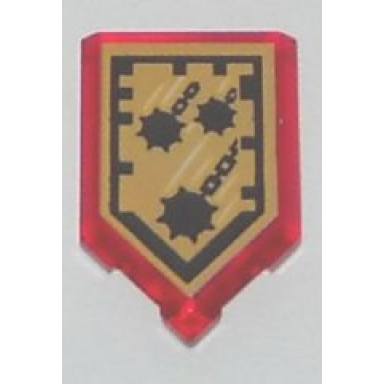 trans-red tile modified 2 x 3 pentagonal with nexo power shield pattern - mace rain