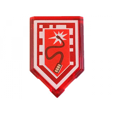trans-red tile modified 2 x 3 pentagonal with nexo power shield pattern - whiplash