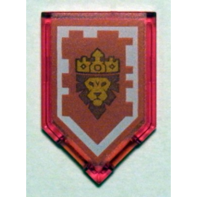 trans-red tile modified 2 x 3 pentagonal with nexo power shield pattern - glory of knighton
