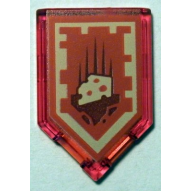 trans-red tile modified 2 x 3 pentagonal with nexo power shield pattern - swiss cheese