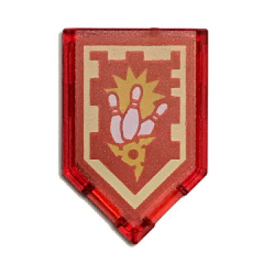 trans-red tile modified 2 x 3 pentagonal with nexo power shield pattern - ninja strike
