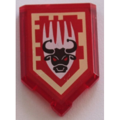 trans-red tile modified 2 x 3 pentagonal with nexo power shield pattern - bull race