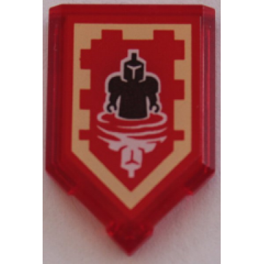 trans-red tile modified 2 x 3 pentagonal with nexo power shield pattern - mirror me