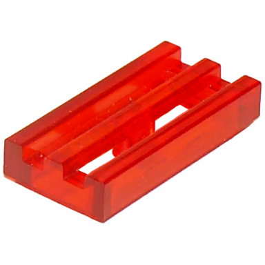 trans-red tile modified 1 x 2 grille with bottom groove