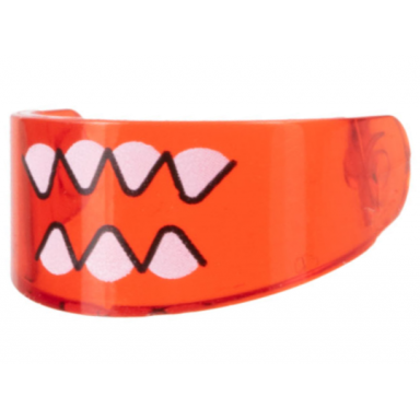 trans-red minifigure visor standard with sharp white teeth pattern