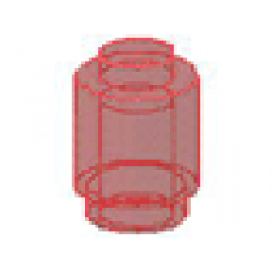 trans-red brick round 1 x 1 - solid stud bottom lip