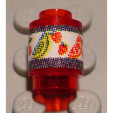 trans-red brick round 1 x 1 with cherries lemons strawberries and oranges label pattern sticker - set 3123