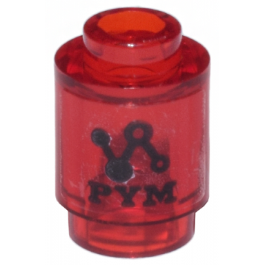 trans-red brick round 1 x 1 with black circuitry pym logo pattern sticker - set 76269