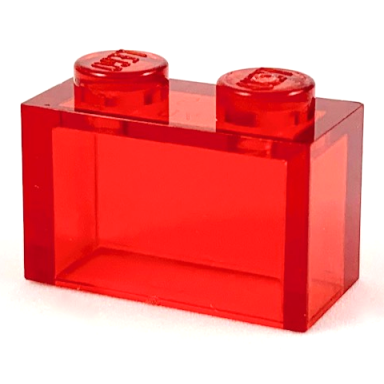 trans-red brick 1 x 2 without bottom tube