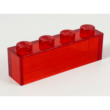 trans-red brick 1 x 4 without bottom tubes
