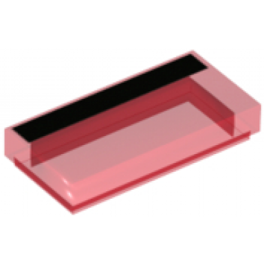 trans-red tile 1 x 2 with black stripe pattern