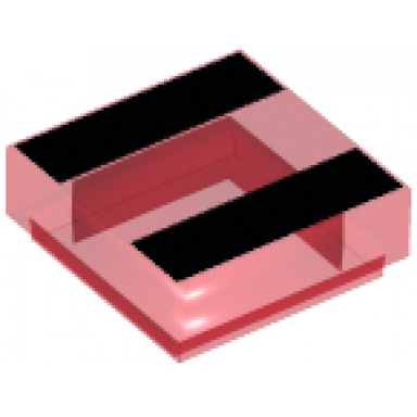trans-red tile 1 x 1 with 2 black stripes pattern